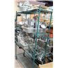 Image 1 : Green Metal Wire Shelving Unit & Contents: Pots, Ice Cream Topping Dispenser, etc
