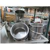 Image 5 : Green Metal Wire Shelving Unit & Contents: Pots, Ice Cream Topping Dispenser, etc