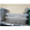 Image 3 : Contents of Shelf: Multiple Plastic Food Storage Containers w/ Lids, Steel Pans, etc