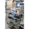 Image 1 : Metal Wire 4-Tier Shelving Unit & Contents - Muffin Tins, Woks, Sieves, Utensils, etc