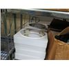 Image 8 : Metal Wire 4-Tier Shelving Unit & Contents: Cases White Lids, Foam Take Out Containers, etc