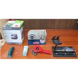 Misc Office Supplies: Time Clock, Hole Punch, Tape Dispensers, etc