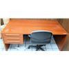 Image 1 : Wooden Office Desk w/ 3 Drawers & Rolling Armchair 65”’W x 31.5”D x 28.5”H