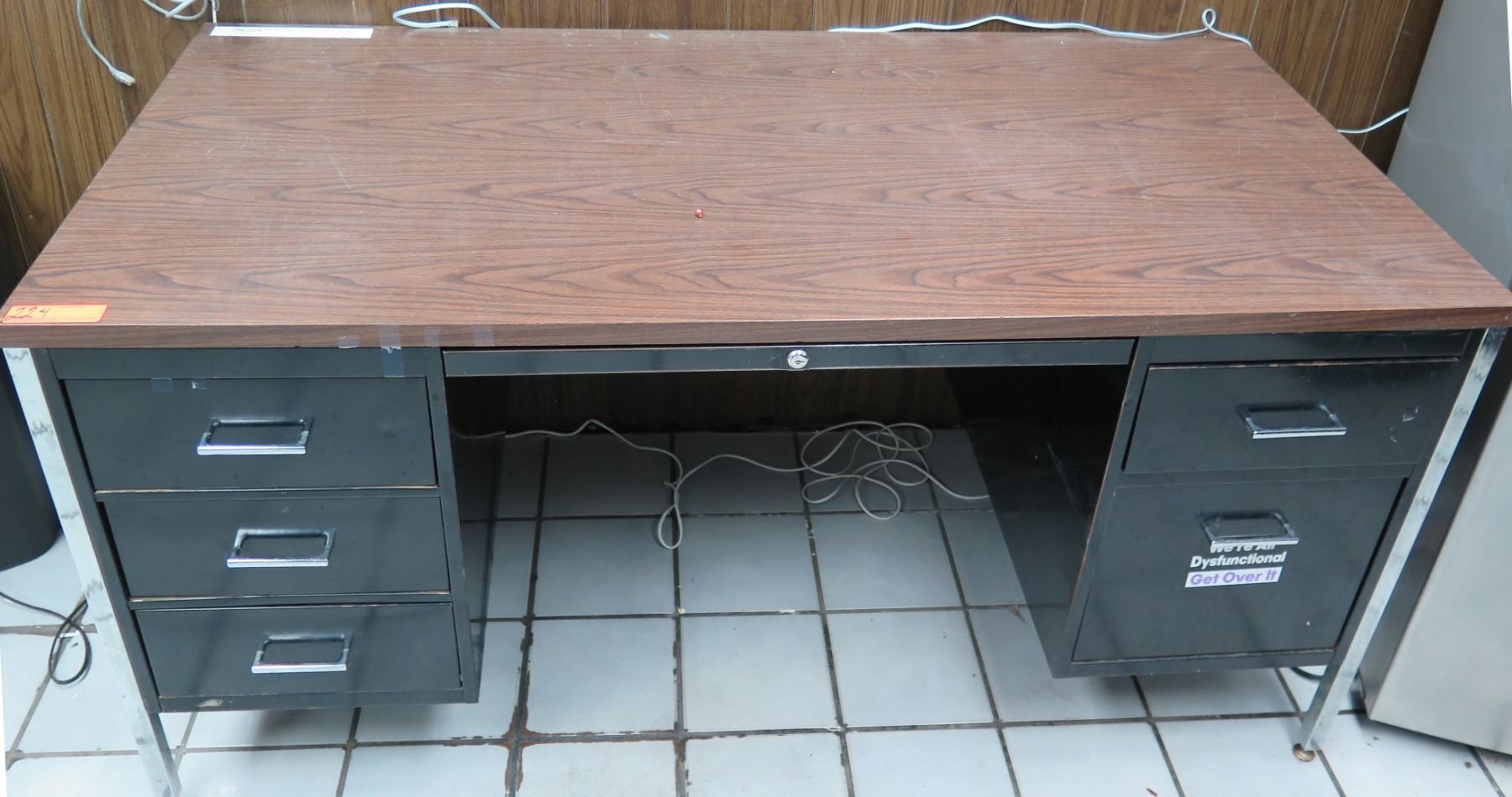 Metal Desk Drawers Metal Office Desk W Five Locking Drawers Oak