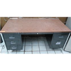 Black Metal Desk w/ 5 Drawers, Steel Legs & Laminate Top 5’W x 30"D x 30”H