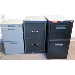 Qty 3 Metal & Plastic 2-Drawer Vertical File Cabinets