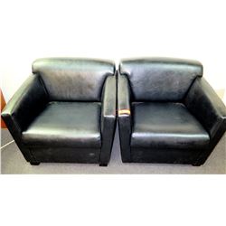 Qty 2 Black Leather-Like Upholstered Club Chairs 39.5”’W x 29.5”D x 27.5”H