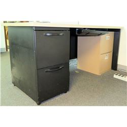 Black Metal Desk w/ 2 Drawers, File Cabinet, White Laminate Top 5’W x 29.5"D x 28.5”H
