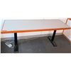 Image 1 : Wood & White Laminate Table w/ 2 Metal Legs