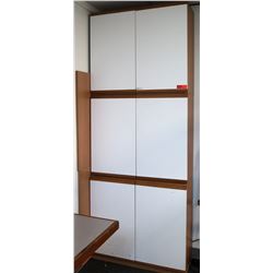 Tall Laminate & Wood 6-Door Cabinet w/ Adjustable Shelving