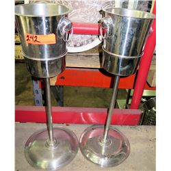 Qty 2 Freestanding Ice Wine Buckets w/ Pedestal Stand