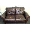 Image 1 : Brown Leather-Like Loveseat w/ 2 Cushions