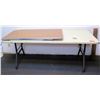 Image 1 : Portable Folding White Plastic Table w/ Metal Legs & Small Metal Table