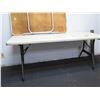 Image 4 : Portable Folding White Plastic Table w/ Metal Legs & Small Metal Table