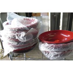 Qty 9 Red Black Lacquer Bowl Lids