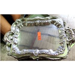 Qty 4 Serving Trays w/ Ornate Design & Handles