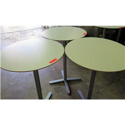 Qty 3 Round Tables w/ Metal Pedestal Base