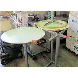 Qty 3 Round Tables w/ Metal Pedestal Base + 1 Extra Base