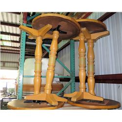 Qty 4 Small Round Wooden Tables w/ Pedestal Base