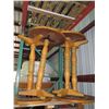 Image 4 : Qty 4 Small Round Wooden Tables w/ Pedestal Base