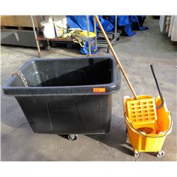 Rubbermaid 4608 Cube Truck & Mop Wringer Bucket w/ Mop