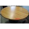 Image 1 : Qty 4 Round Wood Tables on Metal Pedestal Base 60" x 31"H