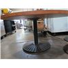 Image 2 : Qty 4 Round Wood Tables on Metal Pedestal Base 60" x 31"H