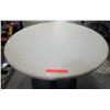 Image 1 : Qty 3 Round Stone Tables on Metal Pedestal Base 48" x 30"H