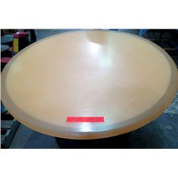 Qty 4 Round Tan Tables on Metal Pedestal Base 48" x 30"H