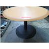Image 2 : Qty 4 Round Tan Tables on Metal Pedestal Base 48" x 30"H