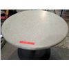 Image 1 : Qty 3 Round Stone Tables on Metal Pedestal Base 40" x 30"H