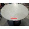 Image 1 : Qty 3 Round Stone Tables on Metal Pedestal Base 40" x 30"H