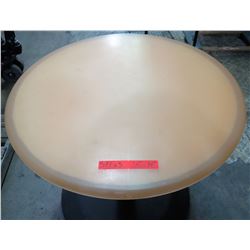 Qty 3 Round Tan Tables on Metal Pedestal Base 36" x 26"H