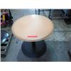 Image 2 : Qty 3 Round Tan Tables on Metal Pedestal Base 36" x 26"H