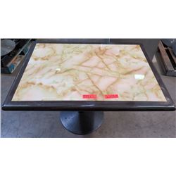 Qty 4 Square Marble Tables on Metal Pedestal Base 30" x 42" x 29"H