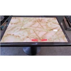 Qty 4 Square Marble Tables on Metal Pedestal Base 30" x 42" x 29"H