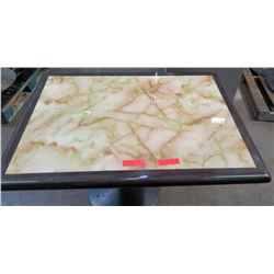 Qty 4 Square Marble Tables on Metal Pedestal Base 30" x 42" x 29"H