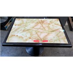 Qty 4 Square Marble Tables on Metal Pedestal Base 30" x 42" x 29"H