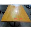 Image 1 : Qty 7 Rectangle Wood Tables on Metal Pedestal Base 30" x 45" x 29"H