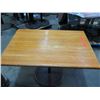 Image 2 : Qty 7 Rectangle Wood Tables on Metal Pedestal Base 30" x 45" x 29"H