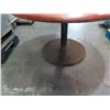 Image 2 : Qty 2 Round Wood Tables on Metal Pedestal Base 54" x 30"H