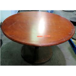 Qty 2 Round Wood Tables on Metal Pedestal Base 54" x 30"H