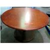 Image 1 : Qty 2 Round Wood Tables on Metal Pedestal Base 54" x 30"H