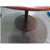 Image 2 : Qty 2 Round Wood Tables on Metal Pedestal Base 54" x 30"H
