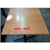 Image 1 : Qty 3 Square Wood Tables on Metal Pedestal Base 22" x 22" x 29"H