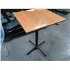 Image 3 : Qty 3 Square Wood Tables on Metal Pedestal Base 22" x 22" x 29"H
