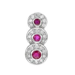 14k White Gold 0.52CTW Ruby and Diamond Pendant, (I1-I2/Purple-Red/H-I)