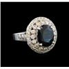 Image 1 : 14KT White Gold 3.57 ctw Sapphire and Diamond Ring