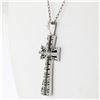 Image 3 : 14K White Gold 0.33 ctw Single Cut White & Black Diamond Cross Pendant w/ Chain