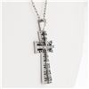 Image 4 : 14K White Gold 0.33 ctw Single Cut White & Black Diamond Cross Pendant w/ Chain